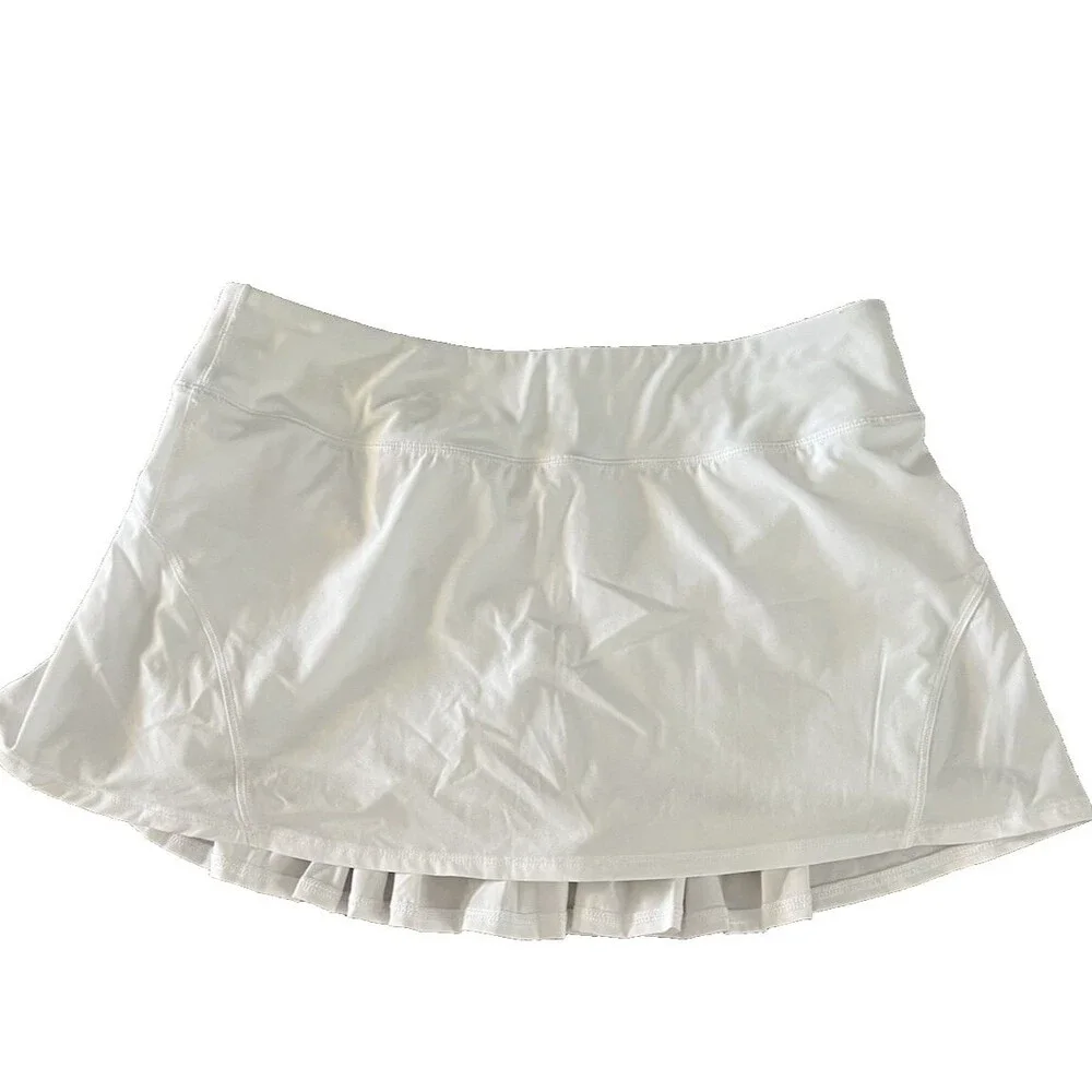 CRZ YOGA Women's High Waisted Tennis Skirt Size M White Tummy Control w/Pockets